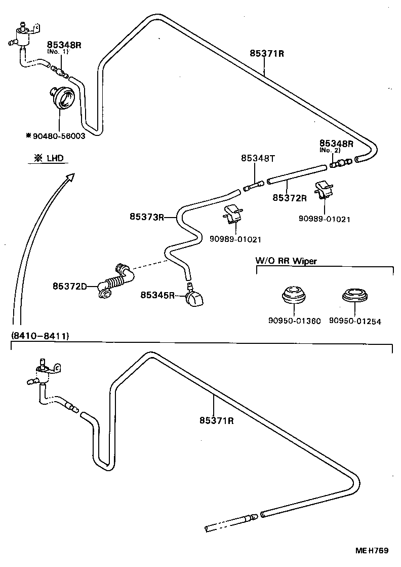 90099-33490 HOSE, REAR WASHER (FROM MOTOR TO JOINT) product image
