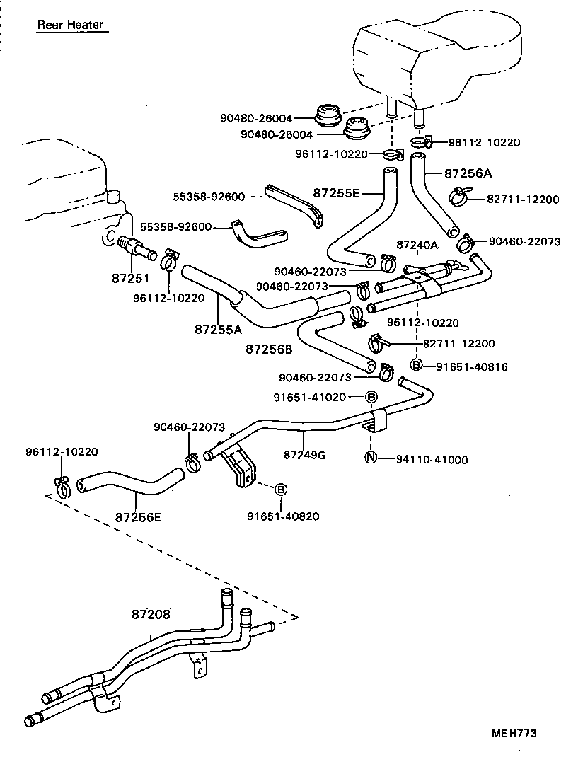 87245-92611 HOSE, REAR HEATER WATER OUTLET, E (TO ENGINE) product image