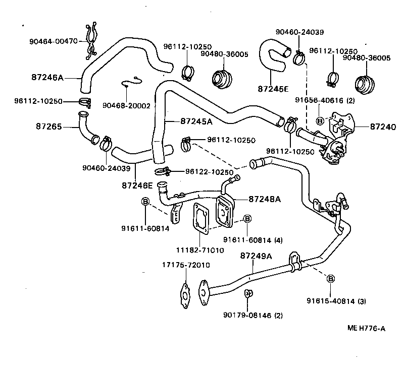 87245-89186 HOSE, REAR HEATER WATER OUTLET, E (TO ENGINE) product image