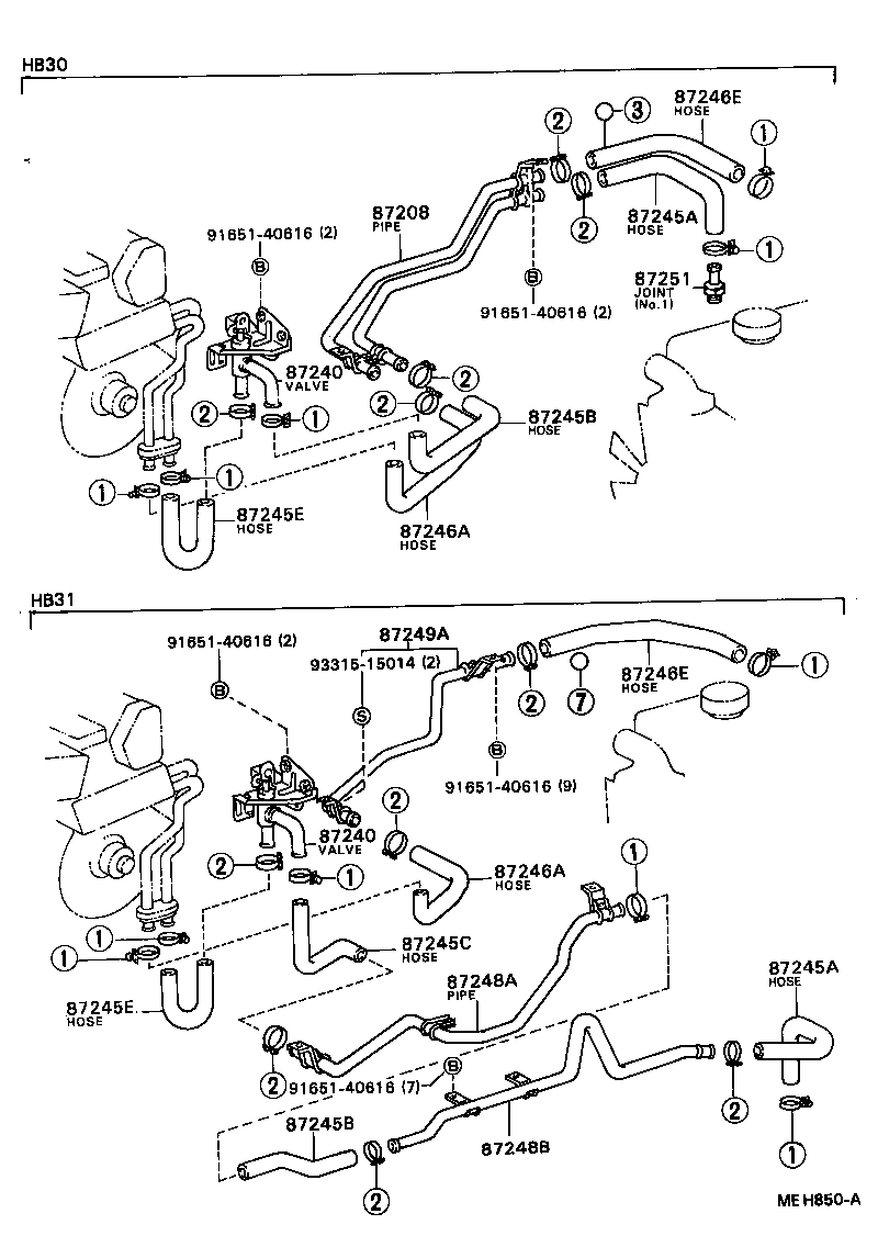 87245-90B76 HOSE, REAR HEATER WATER OUTLET, E (TO ENGINE) product image