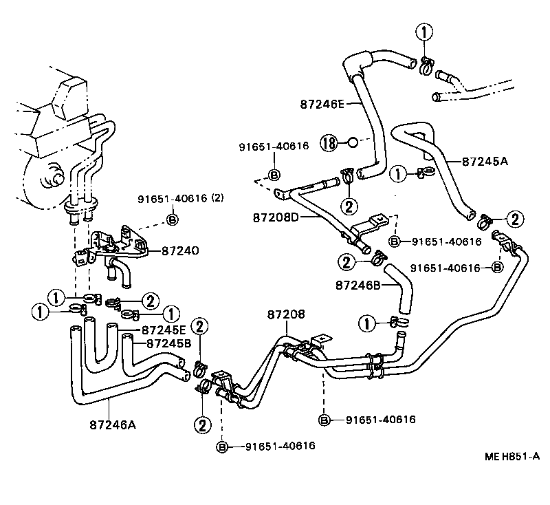 87245-90B76 HOSE, REAR HEATER WATER OUTLET, E (TO ENGINE) product image