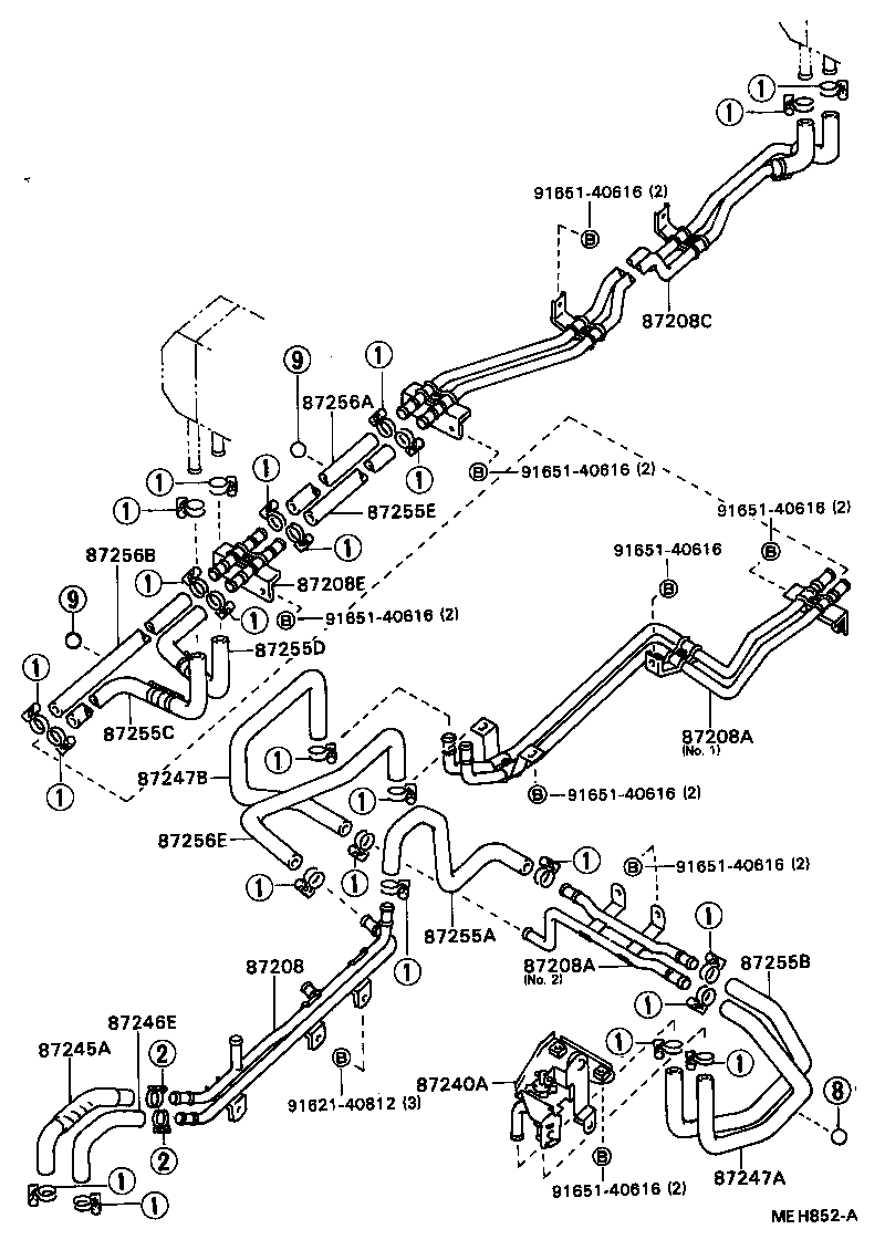 87245-90B76 HOSE, REAR HEATER WATER OUTLET, E (TO ENGINE) product image
