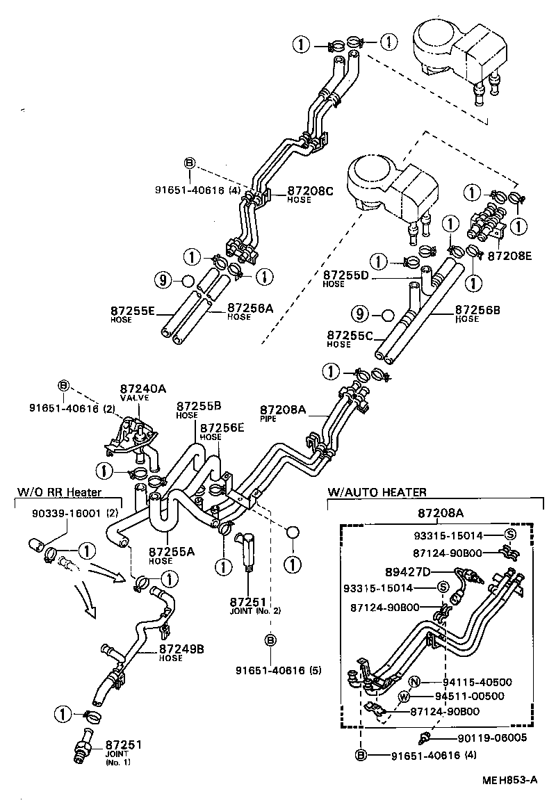 87245-90B76 HOSE, REAR HEATER WATER OUTLET, E (TO ENGINE) product image
