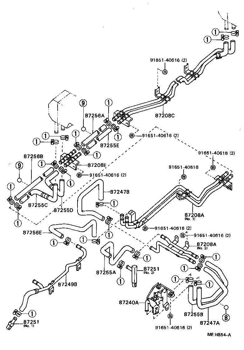 87245-90B76 HOSE, REAR HEATER WATER OUTLET, E (TO ENGINE) product image