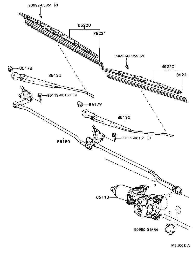 85160-32110 LINK ASSY, WINDSHIELD WIPER product image