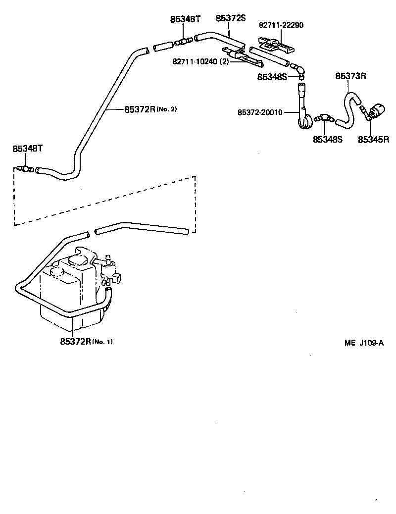 85343-10090 HOSE, REAR WASHER (FROM JOINT TO JOINT OR NOZZLE) product image