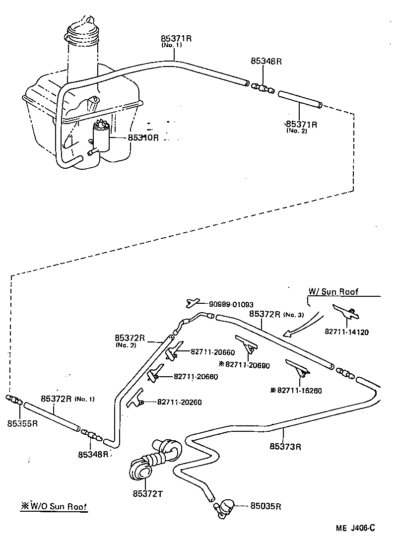 90099-33396 HOSE, REAR WASHER (FROM MOTOR TO JOINT) product image