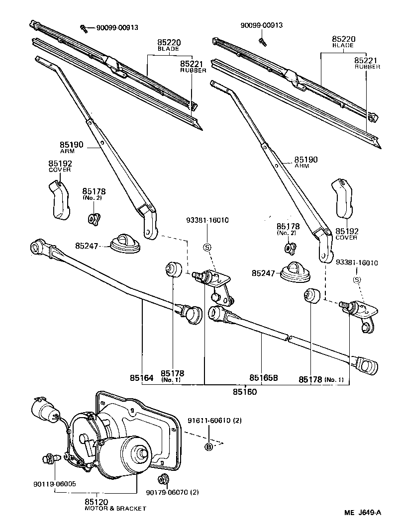 85120-90A36 MOTOR AND BRACKET ASSY, WINDSHIELD WIPER product image