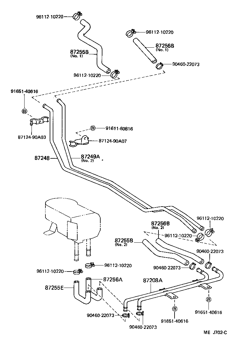 99552-30100 HOSE, REAR HEATER WATER OUTLET, E (TO ENGINE) product image