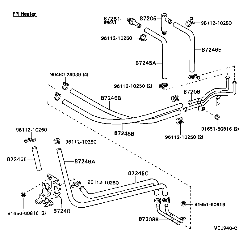 99556-20480 HOSE, REAR HEATER WATER OUTLET, E (TO ENGINE) product image