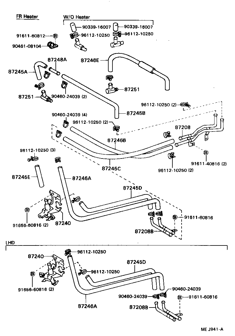 87245-95478 HOSE, REAR HEATER WATER INLET, A(FROM ENGINE) product image