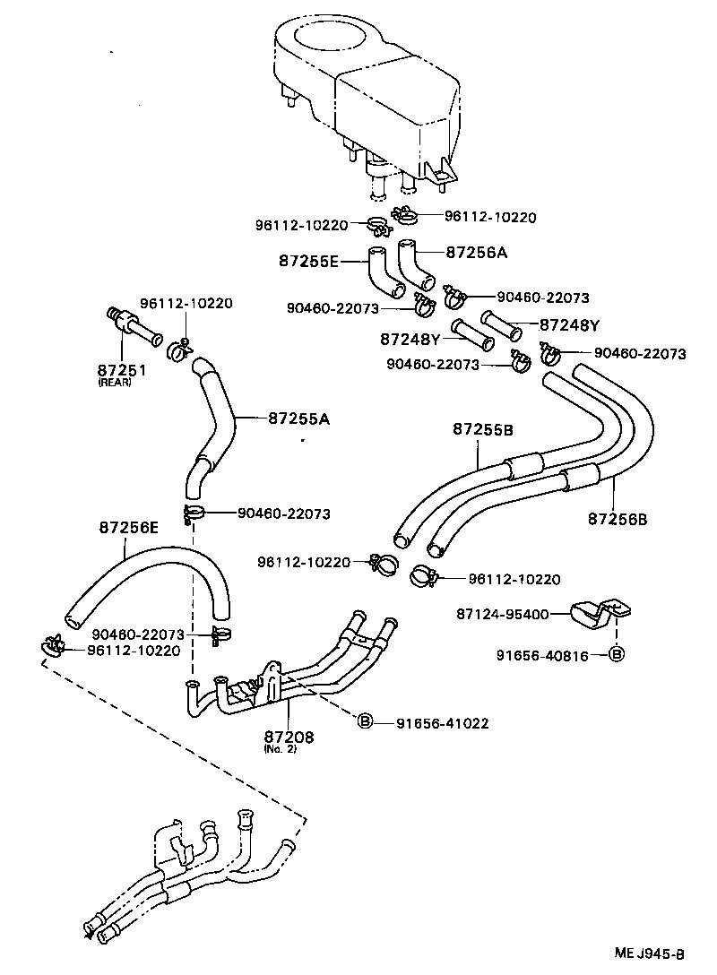99556-20480 HOSE, REAR HEATER WATER OUTLET, E (TO ENGINE) product image