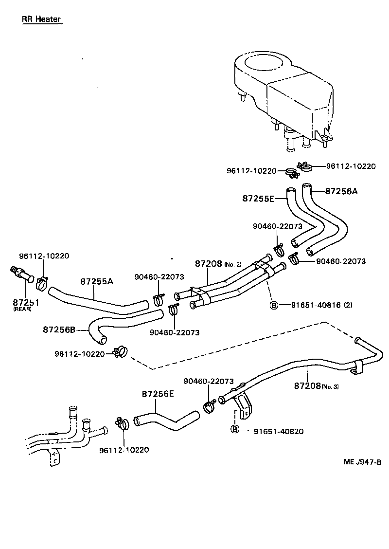 99556-20480 HOSE, REAR HEATER WATER OUTLET, E (TO ENGINE) product image