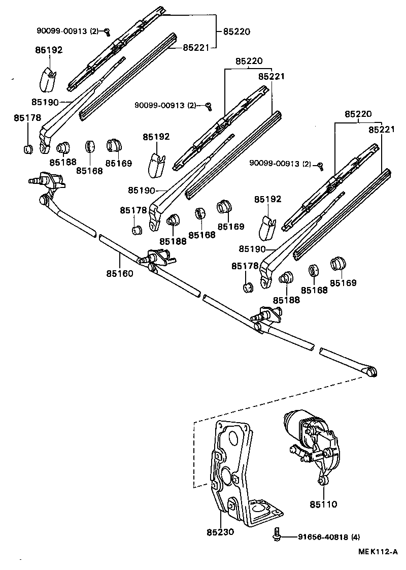 85110-95448 MOTOR ASSY, WINDSHIELD WIPER product image