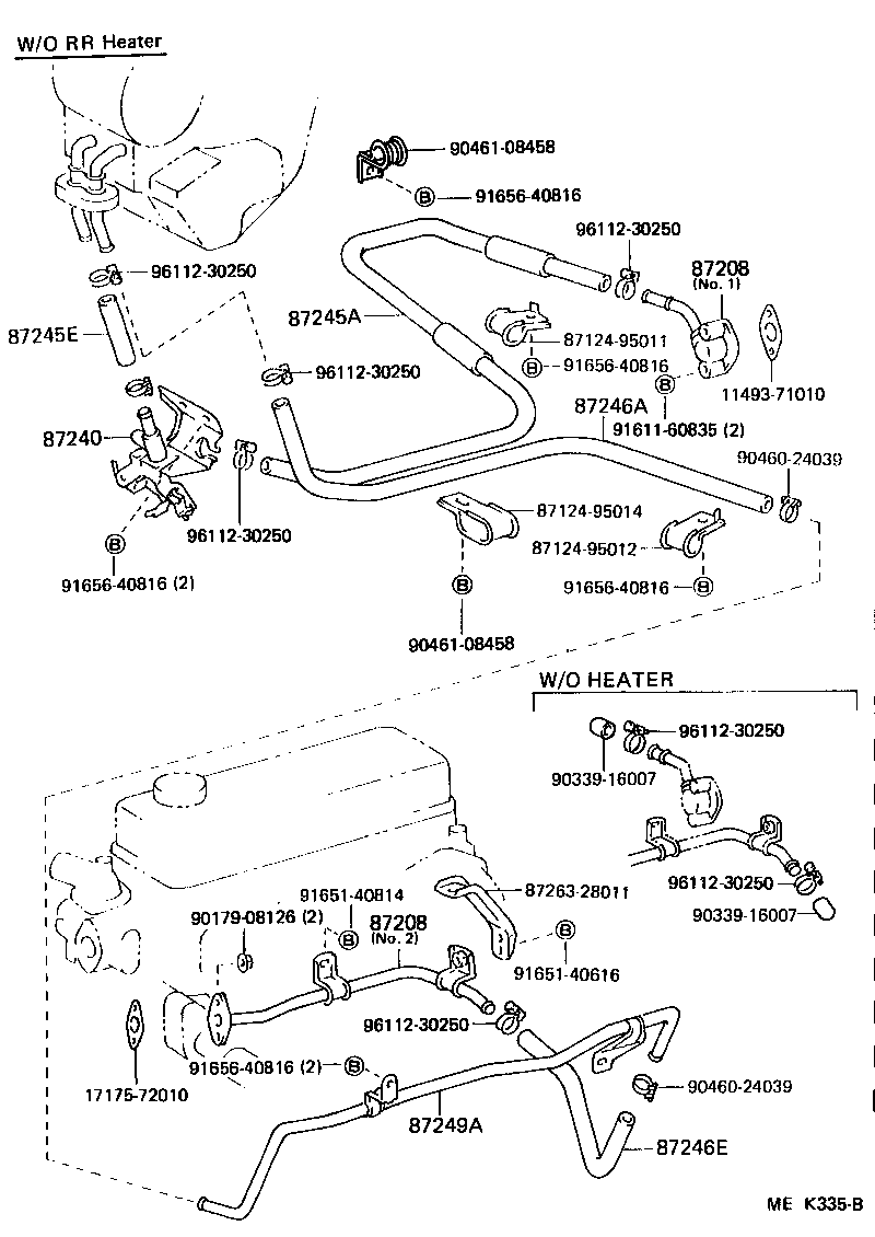 87245-95A20 HOSE, REAR HEATER WATER OUTLET, E (TO ENGINE) product image