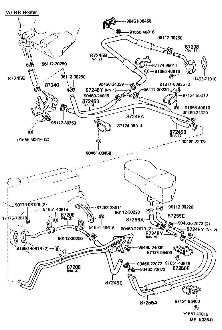 87245-95A20 HOSE, REAR HEATER WATER OUTLET, E (TO ENGINE) product image