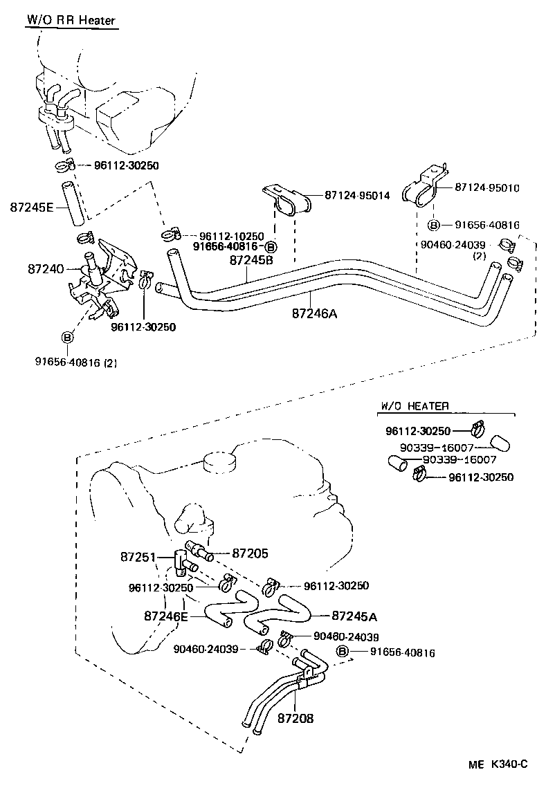87245-95A20 HOSE, REAR HEATER WATER OUTLET, E (TO ENGINE) product image