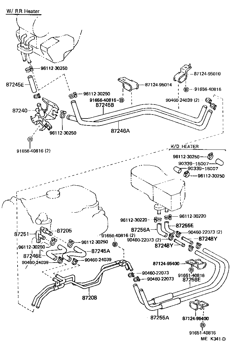 87245-95A20 HOSE, REAR HEATER WATER OUTLET, E (TO ENGINE) product image