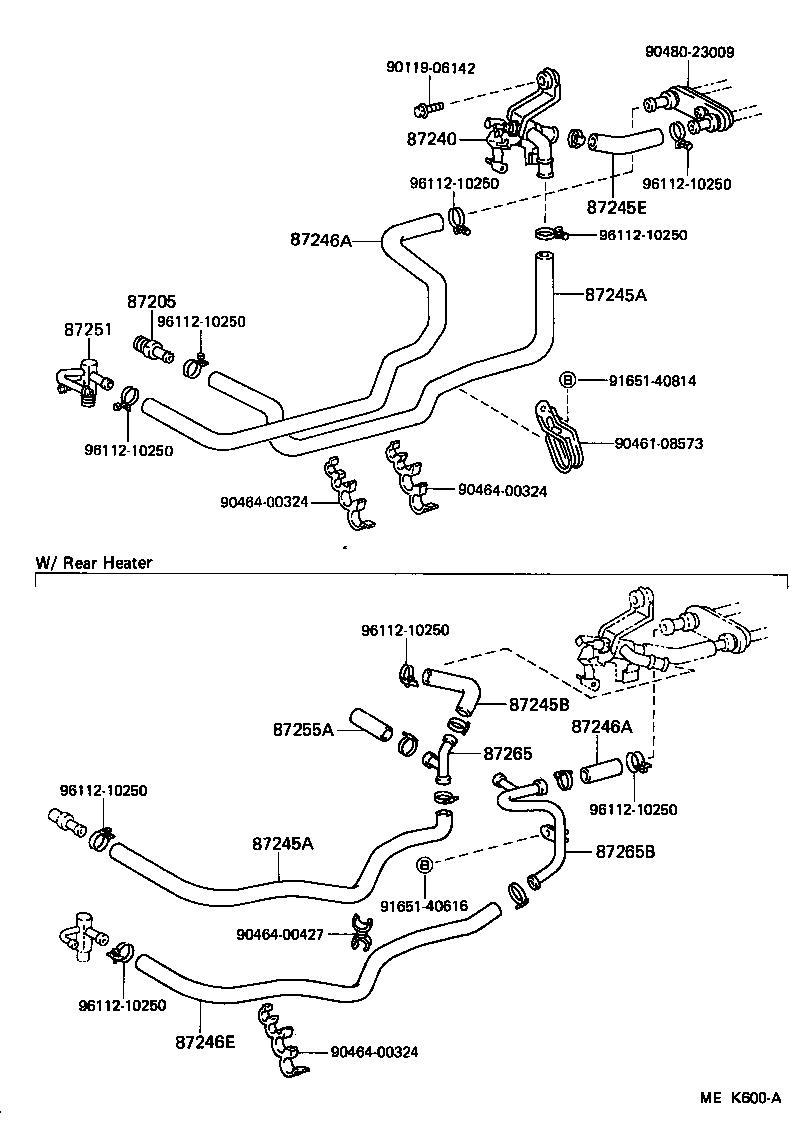 87245-90K19 HOSE, REAR HEATER WATER OUTLET, E (TO ENGINE) product image