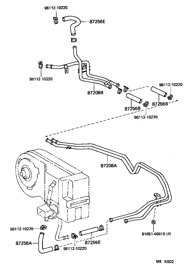 87245-90K19 HOSE, REAR HEATER WATER OUTLET, E (TO ENGINE) product image