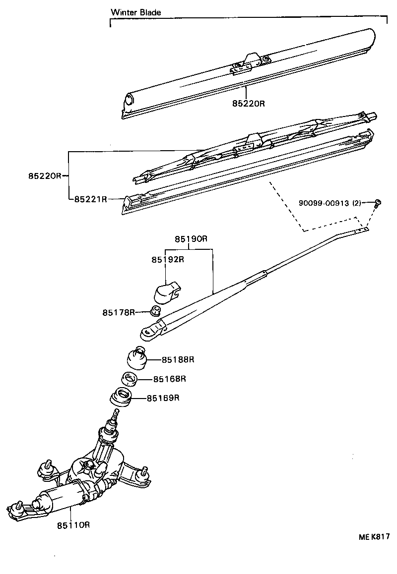 85190-16211 ARM ASSY, REAR WIPER product image