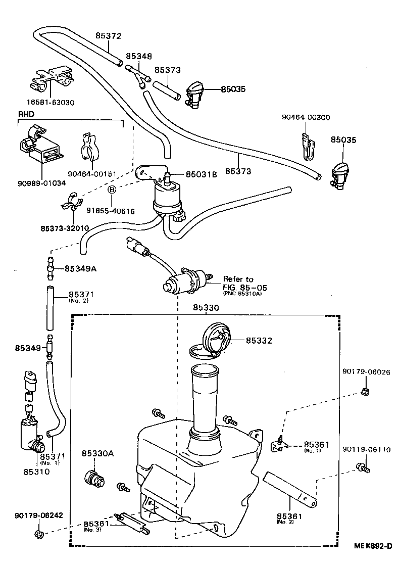 85031-32011 VALVE SUB-ASSY, WASHER product image