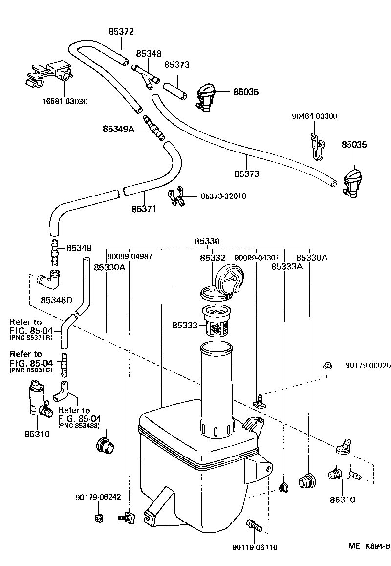 85310-03010 MOTOR AND PUMP ASSY, WINDSHIELD WASHER product image