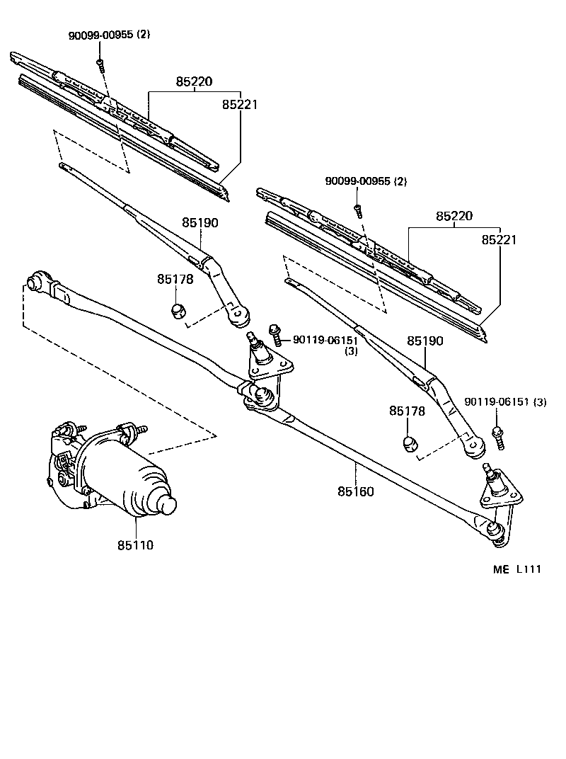 85110-16370 MOTOR ASSY, WINDSHIELD WIPER product image