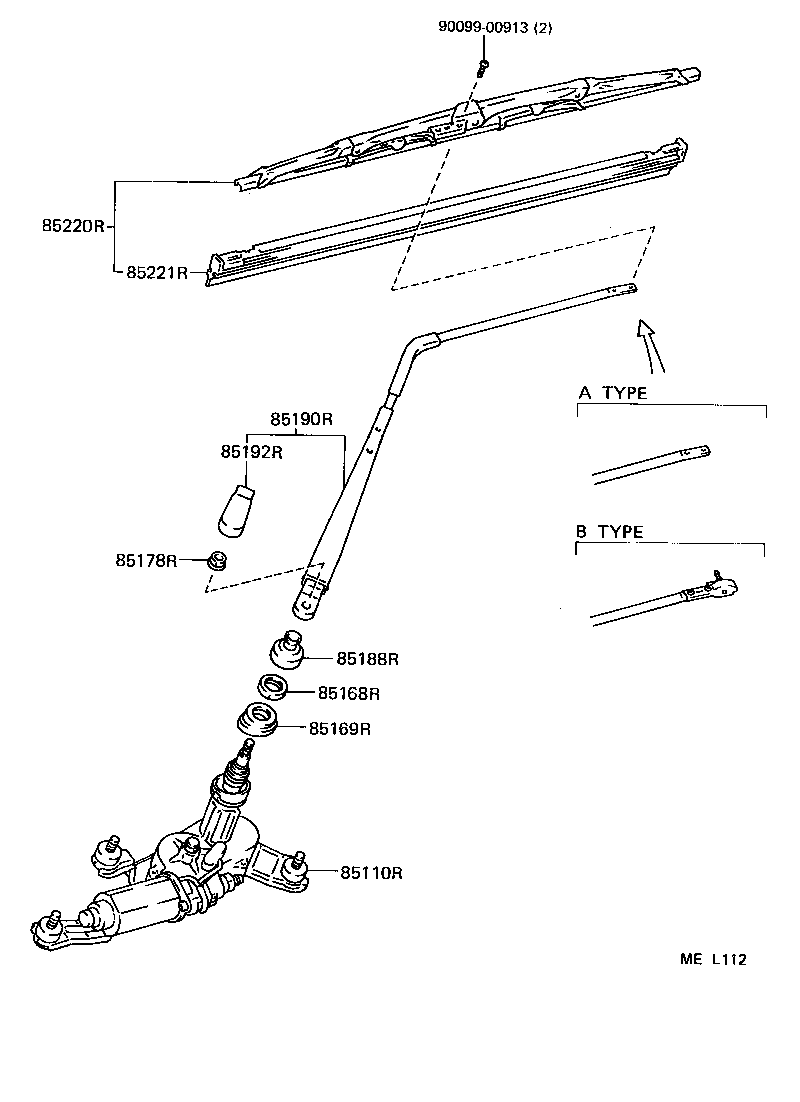 85190-16231 ARM ASSY, REAR WIPER product image