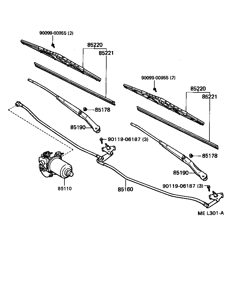 85110-14232 MOTOR ASSY, WINDSHIELD WIPER product image