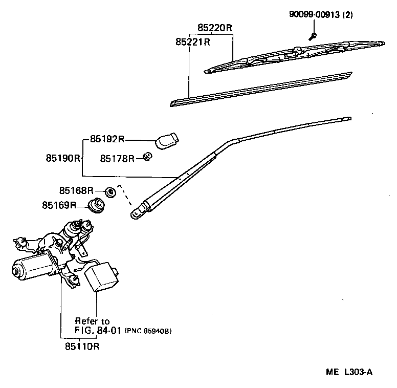 85190-14730 ARM ASSY, REAR WIPER product image
