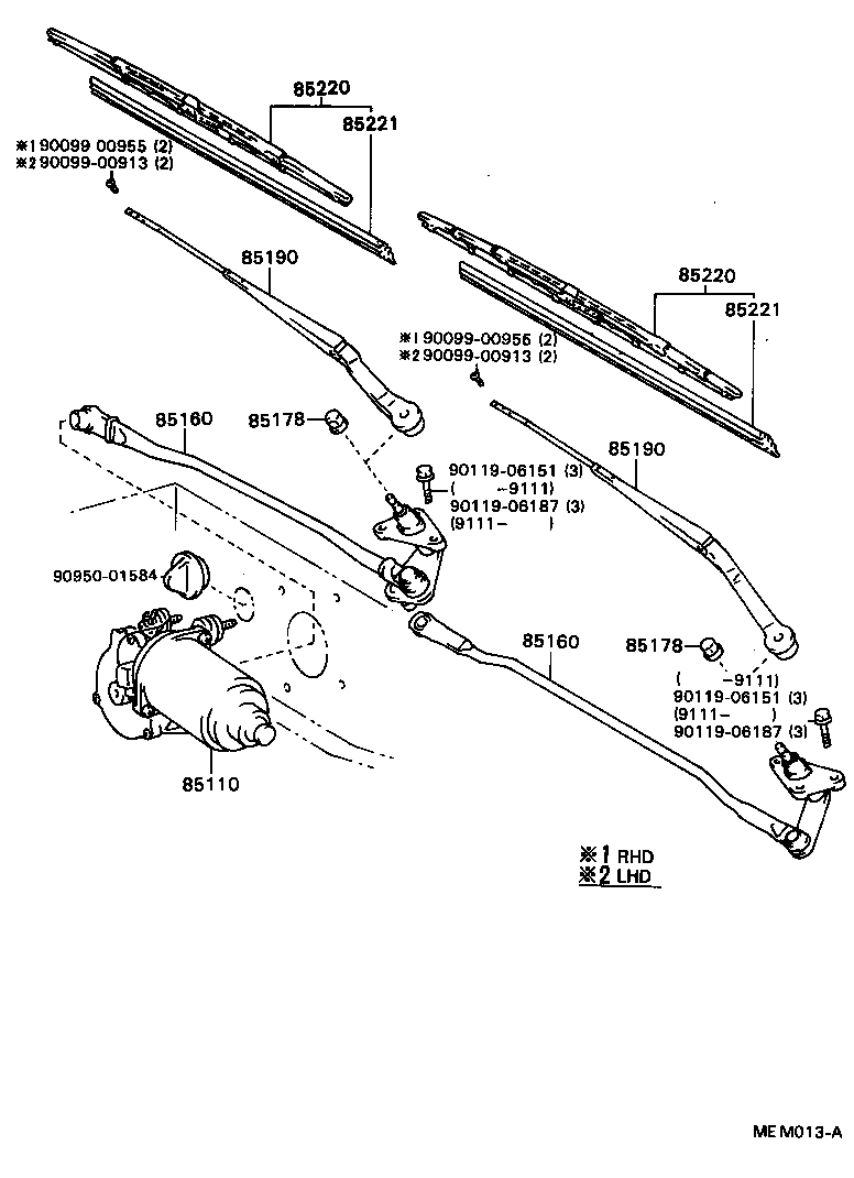 85110-22402 MOTOR ASSY, WINDSHIELD WIPER product image