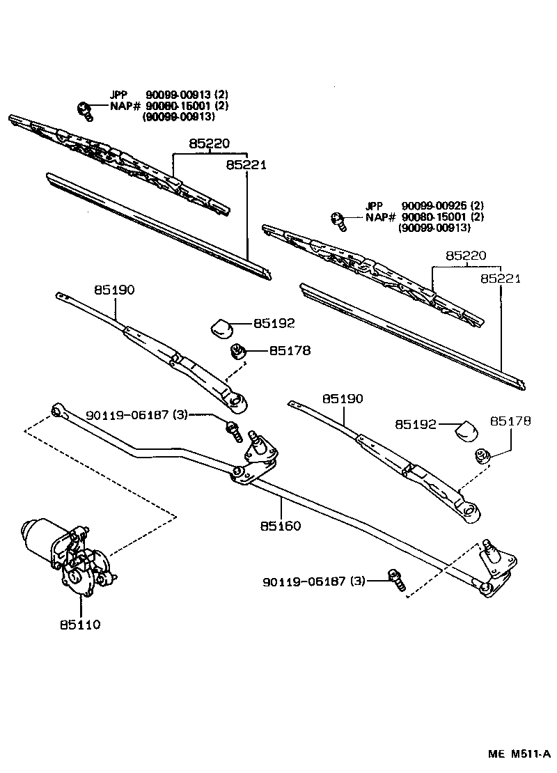 85160-02011 LINK ASSY, WINDSHIELD WIPER product image