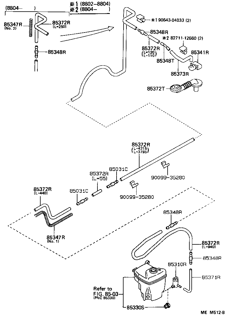 90099-33185 HOSE, REAR WASHER (FROM JOINT TO JOINT OR NOZZLE) product image
