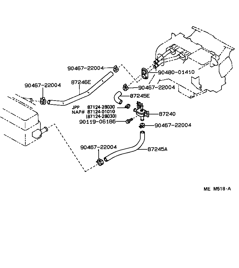 87245-01080 HOSE, HEATER WATER, OUTLET E product image