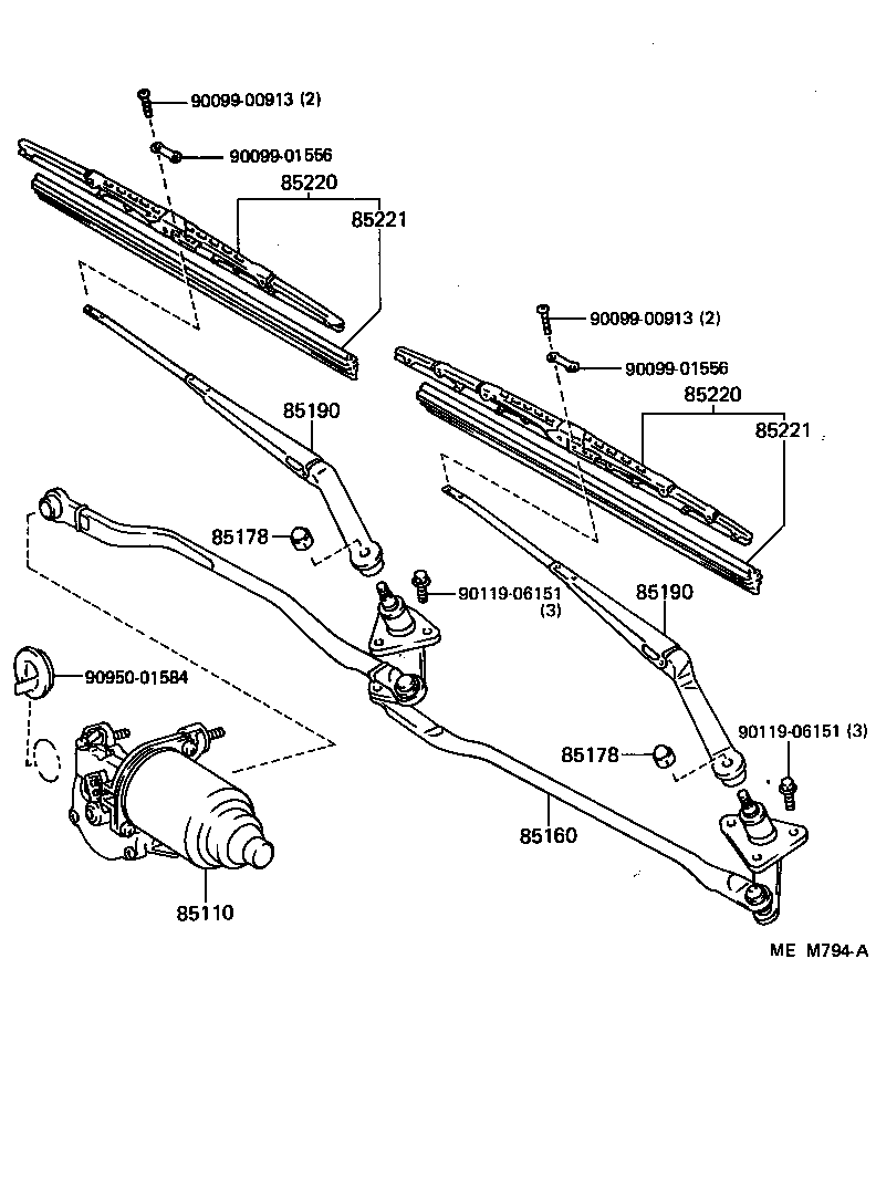 85160-32070 LINK ASSY, WINDSHIELD WIPER product image