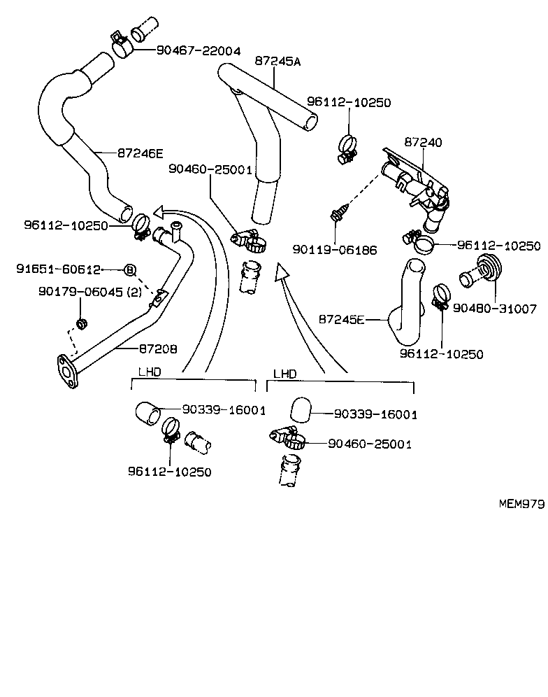 87209-30320 HOSE, HEATER WATER, OUTLET E product image