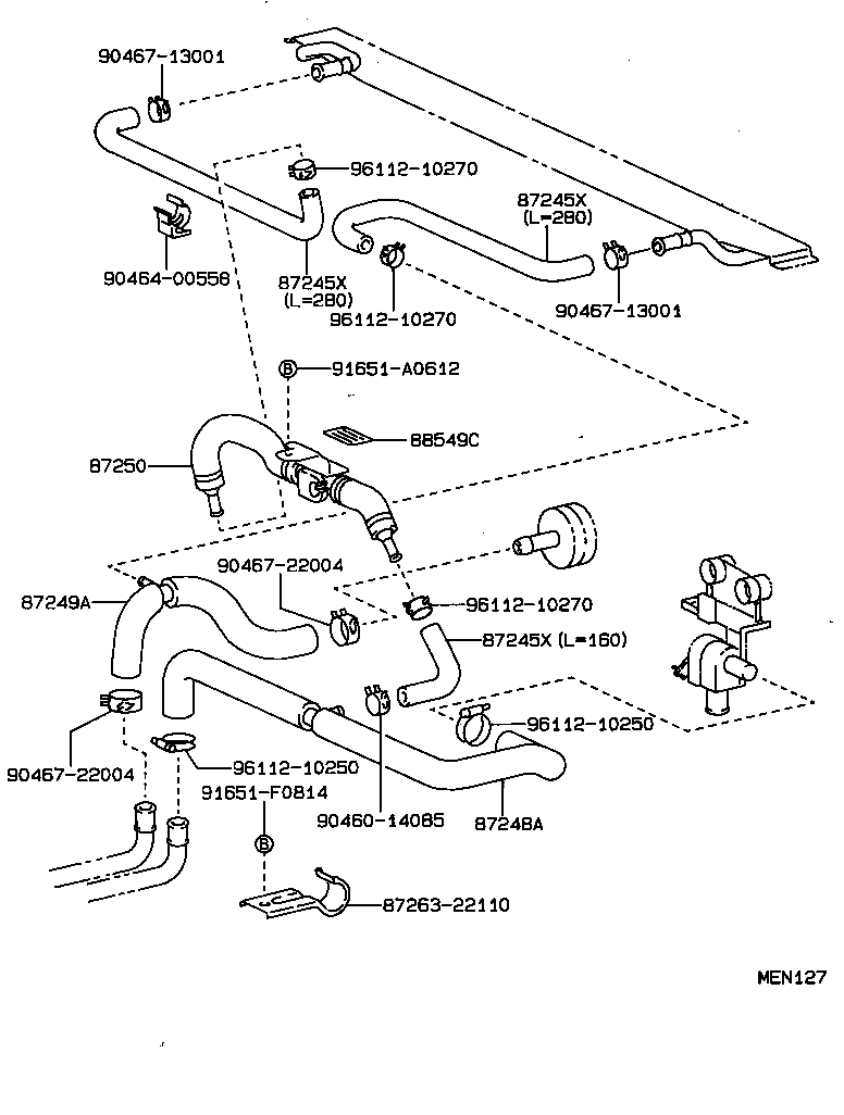 87245-2A040 HOSE, HEATER WATER, OUTLET E product image