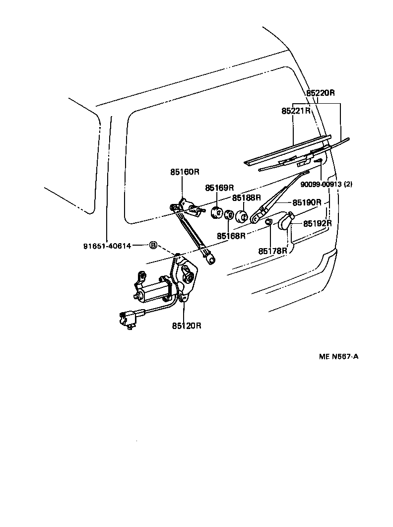 85120-95J00 MOTOR AND BRACKET ASSY, REAR WIPER product image