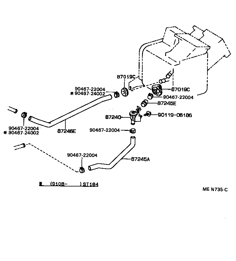 87245-2B500 HOSE, HEATER WATER, OUTLET E product image