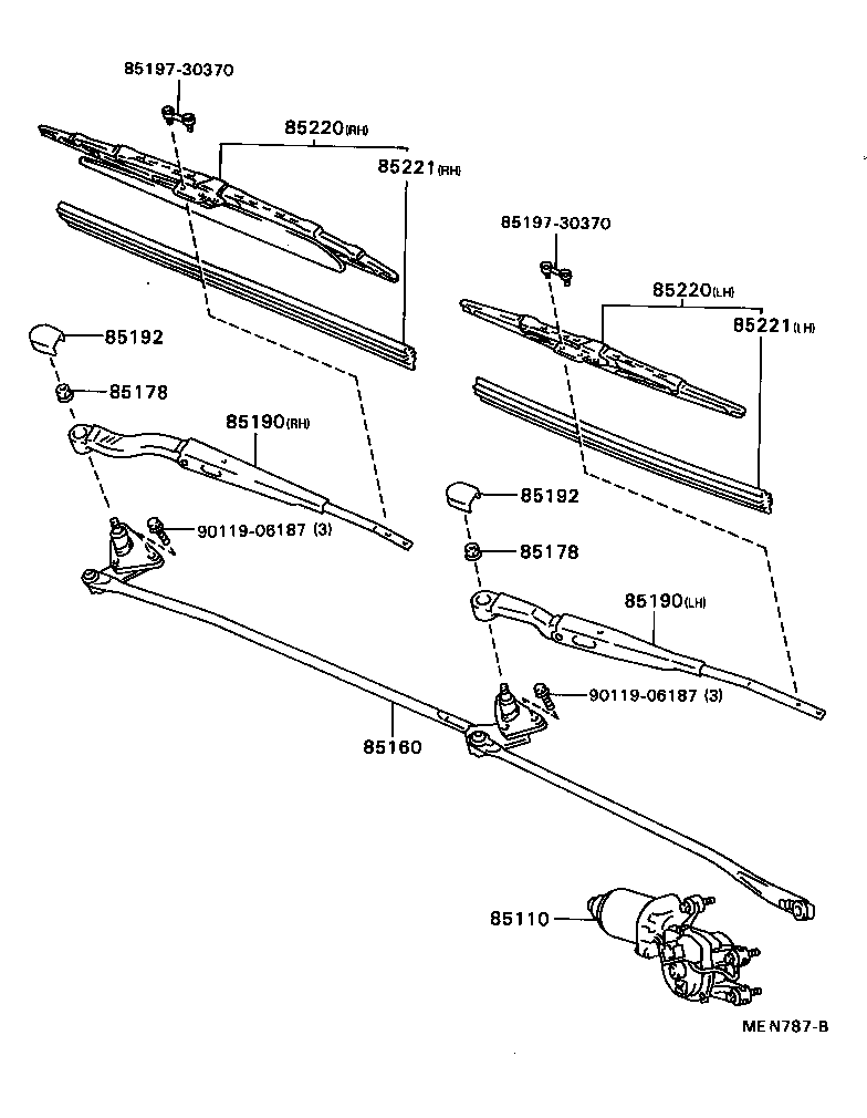 85190-20700 ARM ASSY, WINDSHIELD WIPER product image