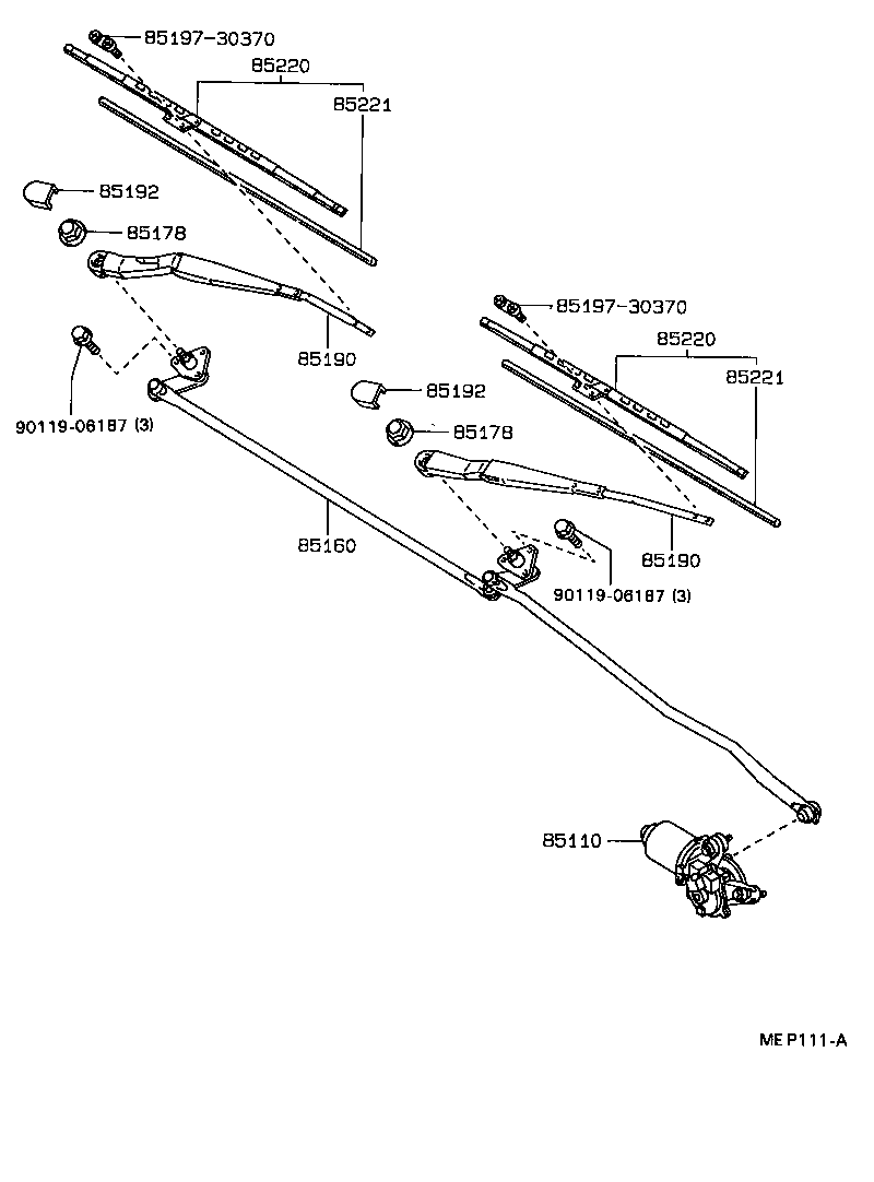 85110-20480 MOTOR ASSY, WINDSHIELD WIPER product image