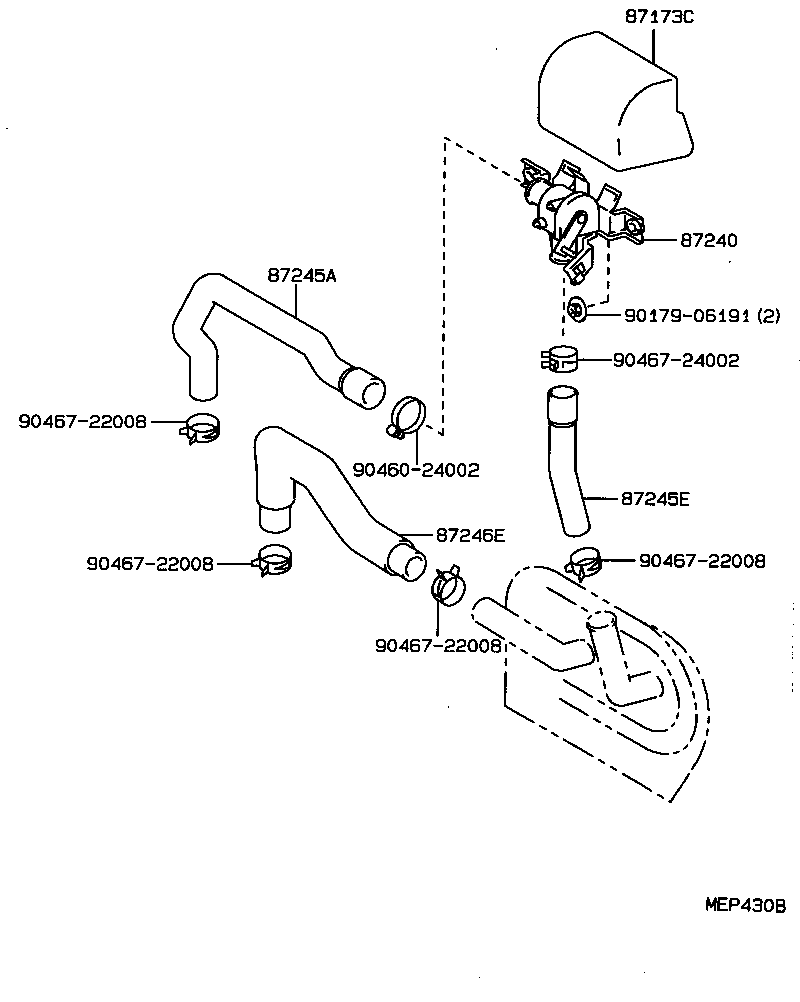87245-50040 HOSE, HEATER WATER, INLET A product image