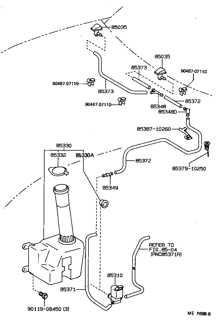 85348-14390 JOINT, WINDSHIELD WASHER HOSE, NO.1 product image