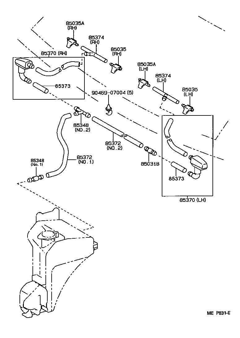85330-28070 MOTOR AND PUMP ASSY, WINDSHIELD WASHER product image
