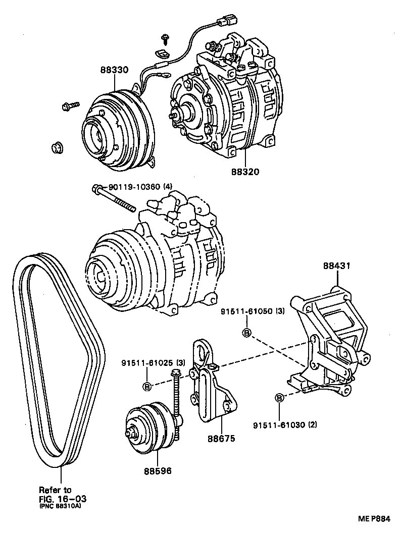 88304-36050 CYLINDER SUB-ASSY, COOLER COMPRESSOR product image