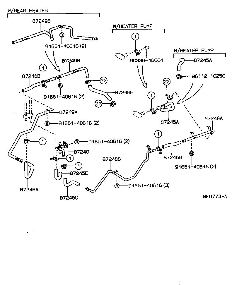 87245-90B76 HOSE, REAR HEATER WATER OUTLET, E (TO ENGINE) product image