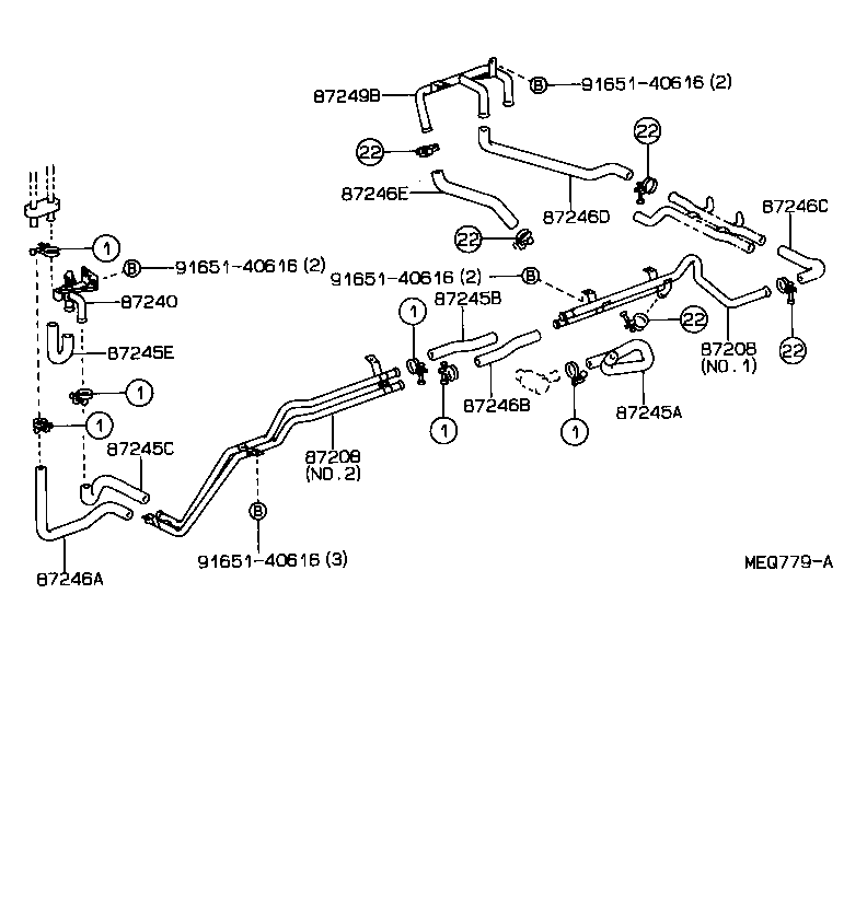 87245-90B76 HOSE, REAR HEATER WATER OUTLET, E (TO ENGINE) product image