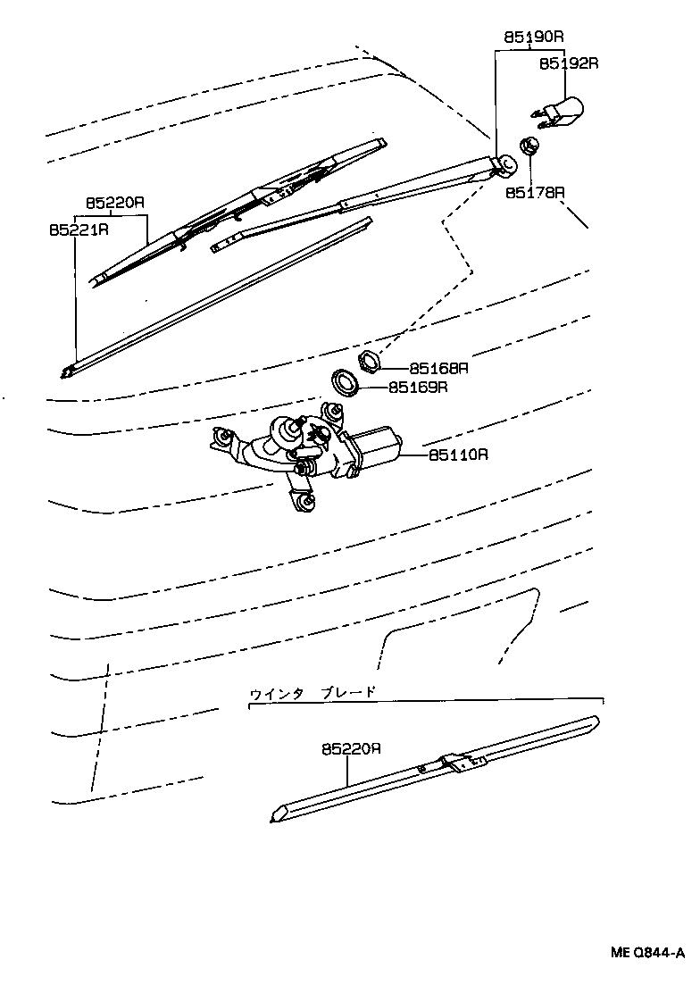 85291-16040 BLADE ASSY, REAR WIPER product image