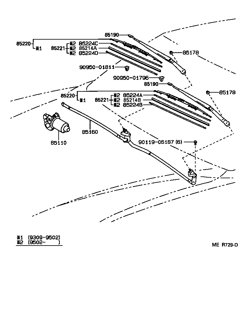 85212-33011 BLADE ASSY, WINDSHIELD WIPER product image